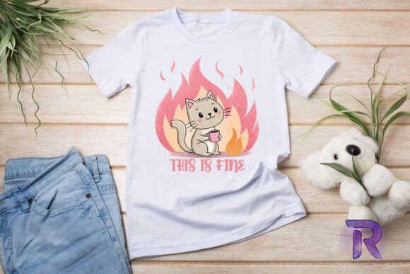 Cat This Is Fine Cute Funny Cat PNG