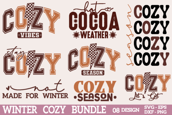 Cozy, Winter, Christmas Bundle SVG PNG Graphics and T-Shirt Designs