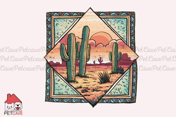 Desert Sunset Cactus Illustration Graphics and T-Shirt Designs Review