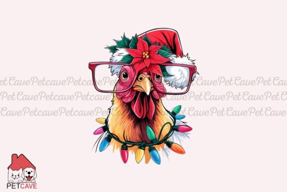 Festive Rooster in Holiday Attire Graphics and T-Shirt Designs Review