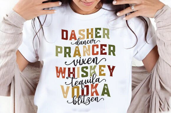 Funny Christmas PNG,Dasher Dancer Design Graphics and T-Shirt Designs