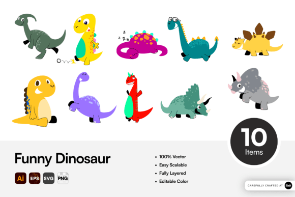 Funny Dinosaur Hand Drawn Graphics and Illustrations Review