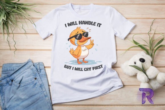 Funny Duck Handle It but Cry First PNG Graphics and T-Shirt Designs