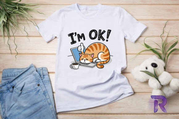 I m Okay Tired Funny Cat Sublimation PNG Graphics and T-Shirt Designs