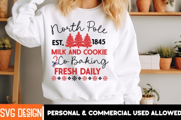 North Pole Est.1845 Milk and Cookie Fres Graphics and T-Shirt Designs