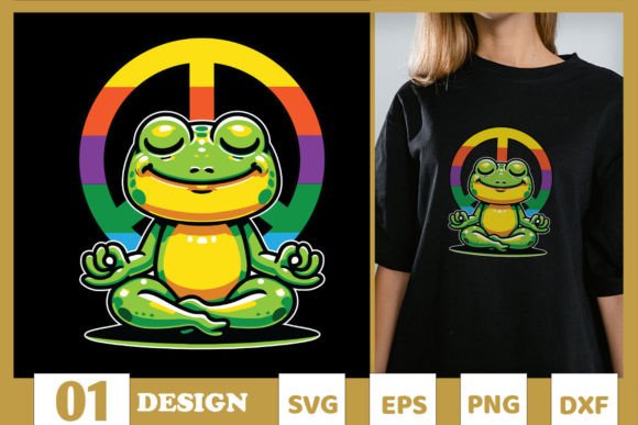 Peace Frog Yoga Funny Frog SVG Graphics and T-Shirt Designs