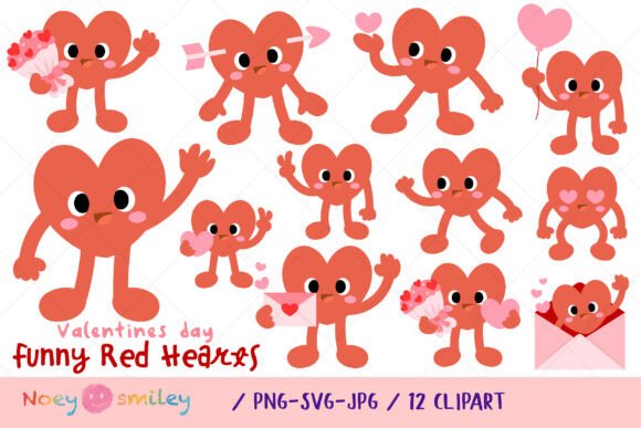 Red Hearts Funny Cartoon, Valentines Review