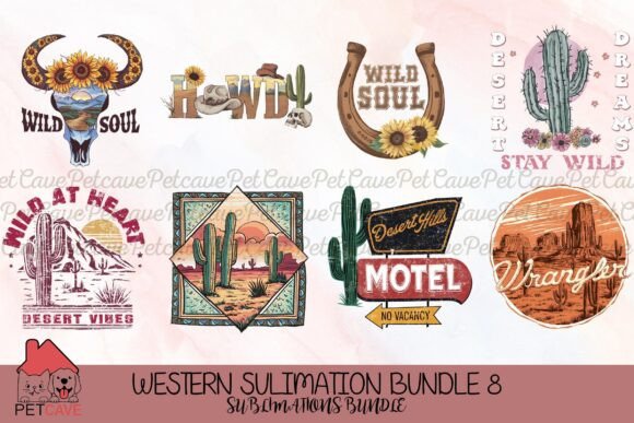 Western Sulimation Bundle 8 Graphics and T-Shirt Designs